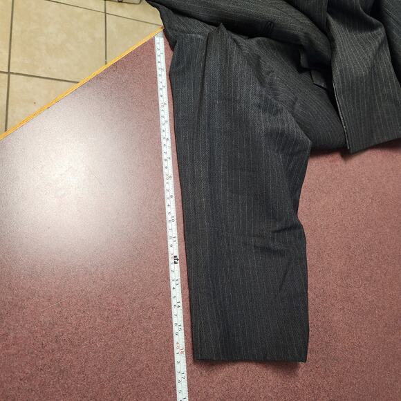 Vtg Pure Wool Blazer Mens Large XL Black Pinstripe Tailors Row S&K Famous Brands - Picture 9 of 16